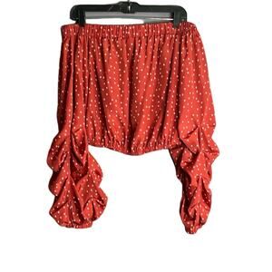 Lovers + Friends Copper Strapless Top With Star Print & Billowing Sleeves Sz Med